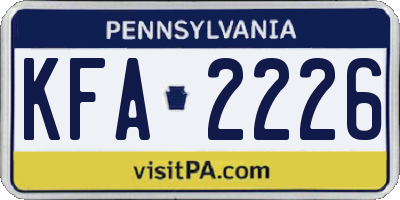 PA license plate KFA2226