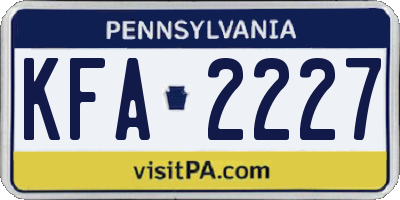 PA license plate KFA2227