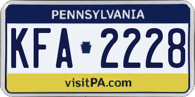 PA license plate KFA2228