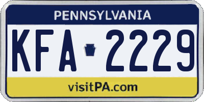 PA license plate KFA2229