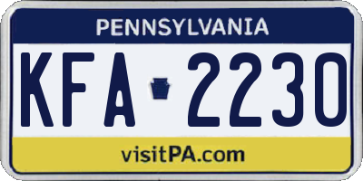 PA license plate KFA2230