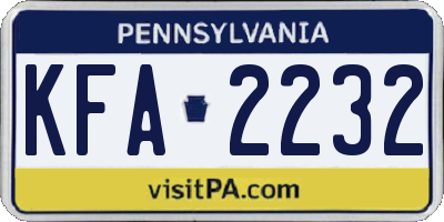 PA license plate KFA2232