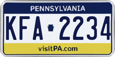 PA license plate KFA2234