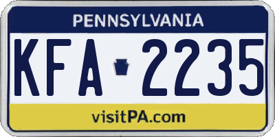 PA license plate KFA2235