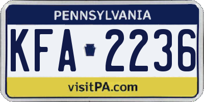 PA license plate KFA2236