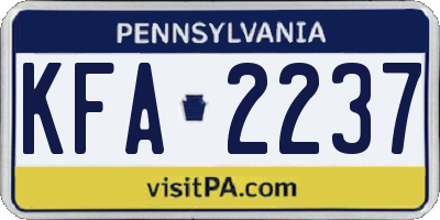 PA license plate KFA2237