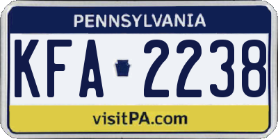PA license plate KFA2238