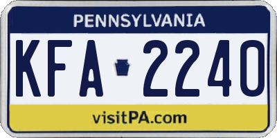 PA license plate KFA2240