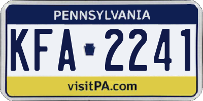 PA license plate KFA2241