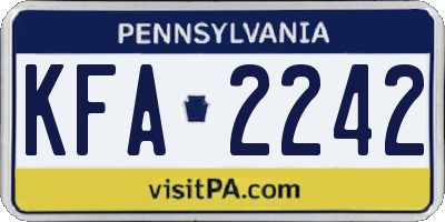 PA license plate KFA2242