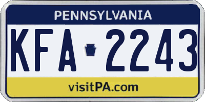 PA license plate KFA2243