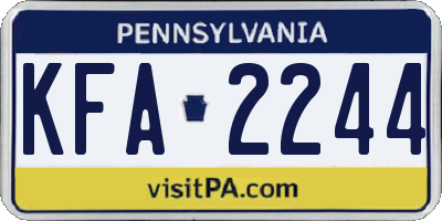 PA license plate KFA2244
