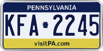 PA license plate KFA2245