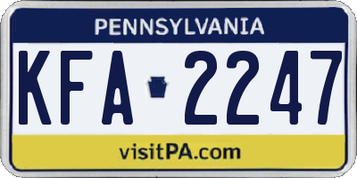 PA license plate KFA2247