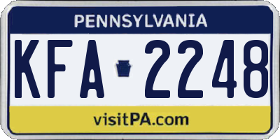 PA license plate KFA2248