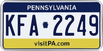 PA license plate KFA2249