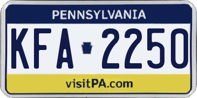 PA license plate KFA2250