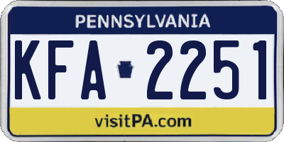 PA license plate KFA2251