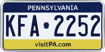 PA license plate KFA2252