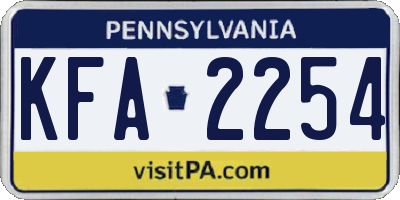 PA license plate KFA2254