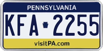 PA license plate KFA2255