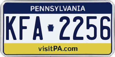 PA license plate KFA2256