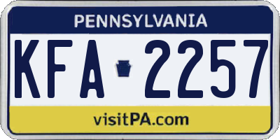 PA license plate KFA2257