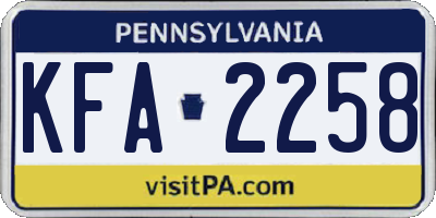 PA license plate KFA2258