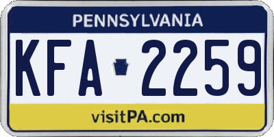 PA license plate KFA2259
