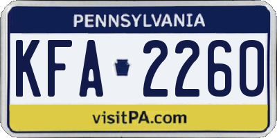 PA license plate KFA2260