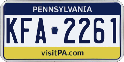 PA license plate KFA2261