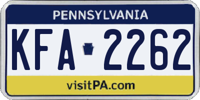 PA license plate KFA2262
