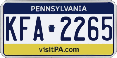 PA license plate KFA2265