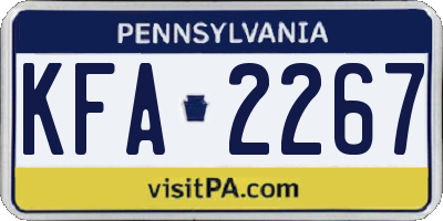 PA license plate KFA2267