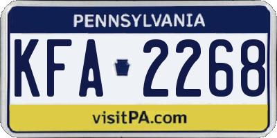 PA license plate KFA2268