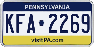 PA license plate KFA2269