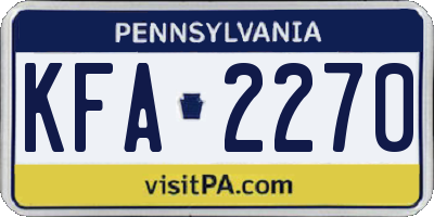 PA license plate KFA2270