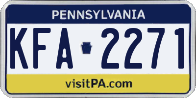 PA license plate KFA2271