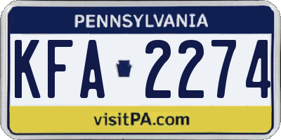 PA license plate KFA2274