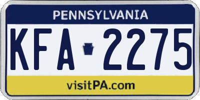PA license plate KFA2275