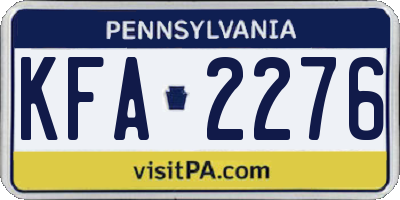 PA license plate KFA2276