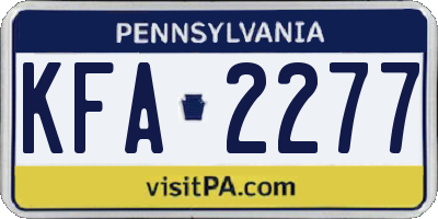 PA license plate KFA2277
