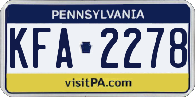 PA license plate KFA2278