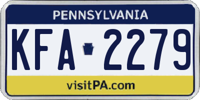 PA license plate KFA2279