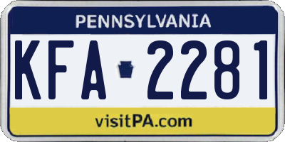 PA license plate KFA2281