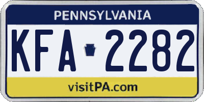 PA license plate KFA2282