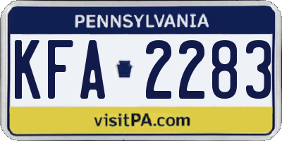 PA license plate KFA2283