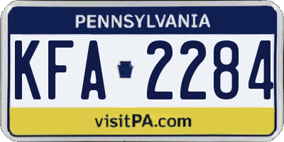 PA license plate KFA2284