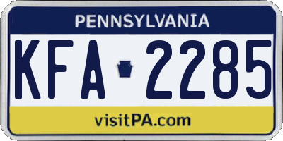 PA license plate KFA2285