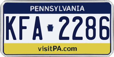 PA license plate KFA2286